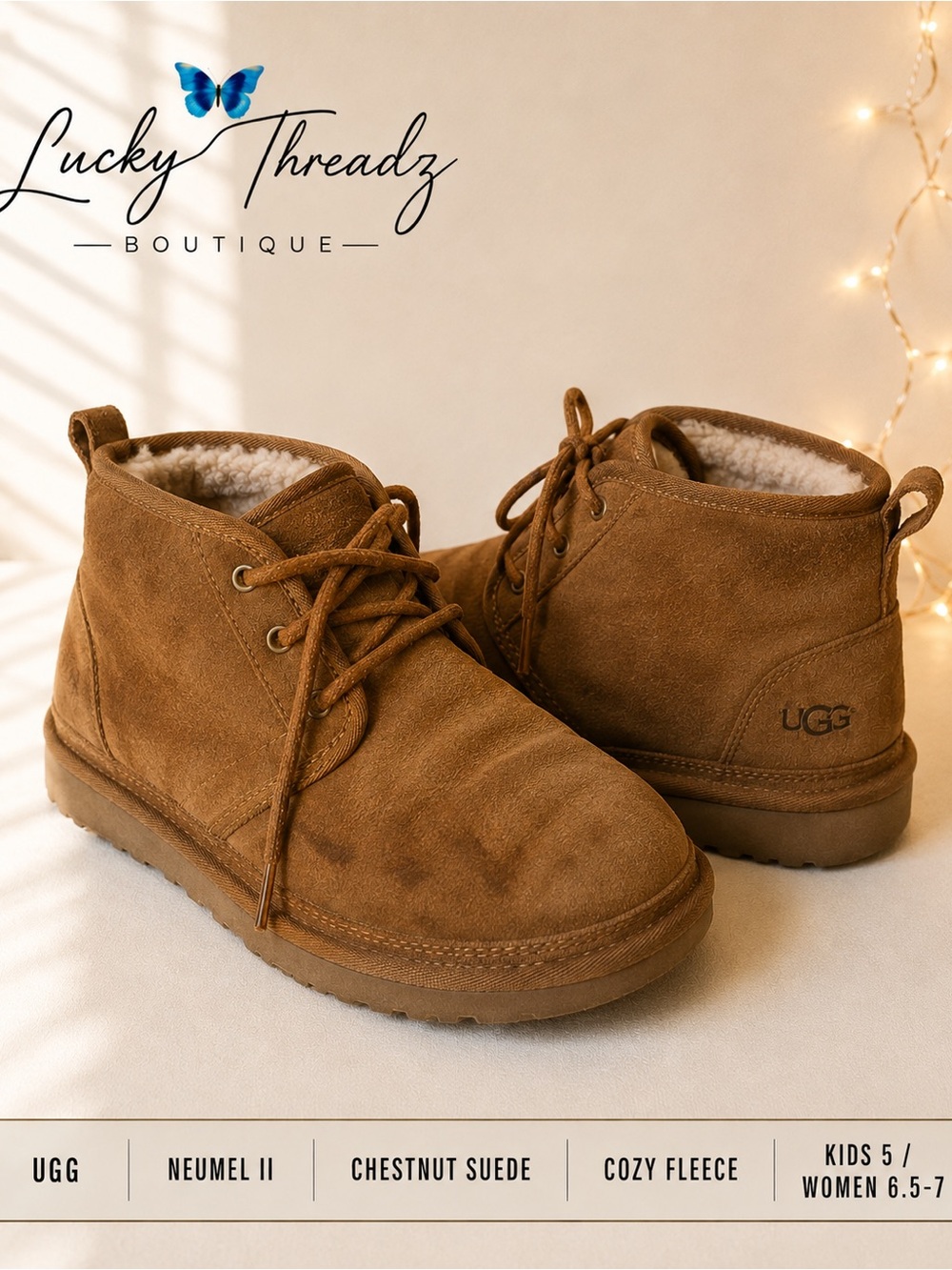 UGG Neumel II Chestnut Suede Chukka Boots Kids 5 / Women’s 6.5-7